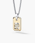 STAR OF DAVID Reversible Dog Tag Double Plate Two-Tone Gold Pendant with 0.90ct Diamonds