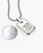 STAR OF DAVID Reversible Dog Tag Double Plate Two-Tone Gold Pendant with 0.90ct Diamonds