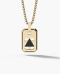 STAR OF DAVID Reversible Dog Tag Double Plate Gold Pendant with 0.90ct Black Diamonds