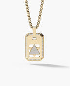 STAR OF DAVID Reversible Dog Tag Double Plate Gold Pendant with 0.90ct Diamonds