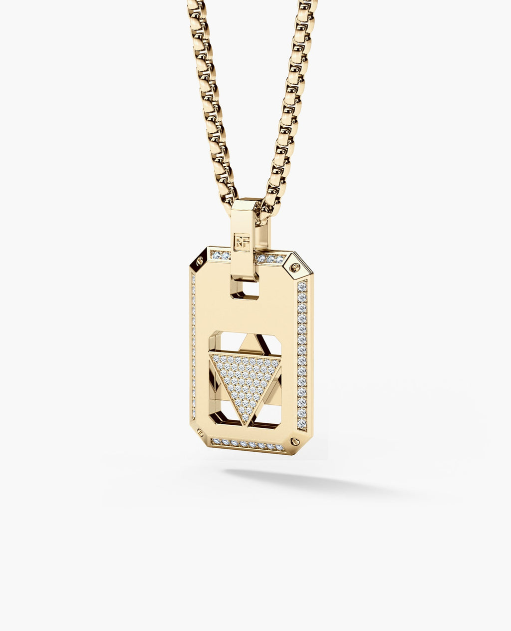 STAR OF DAVID Reversible Dog Tag Double Plate Gold Pendant with 0.90ct Diamonds