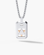 STAR OF DAVID Dog Tag Two-Tone Gold Pendant