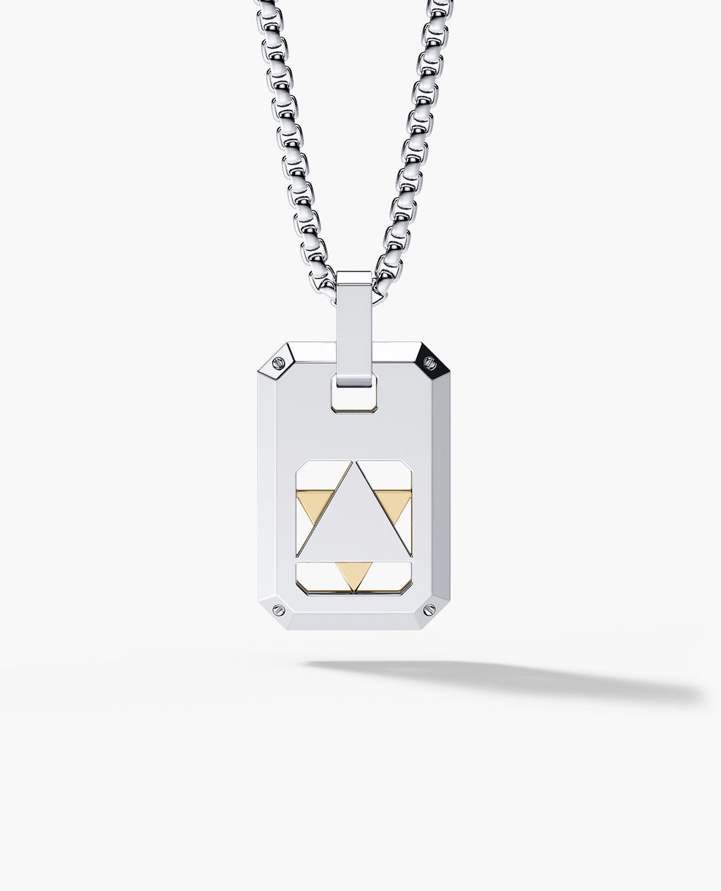 STAR OF DAVID Dog Tag Two-Tone Gold Pendant