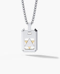 STAR OF DAVID Dog Tag Two-Tone Gold Pendant