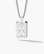 STAR OF DAVID Dog Tag Two-Tone Gold Pendant