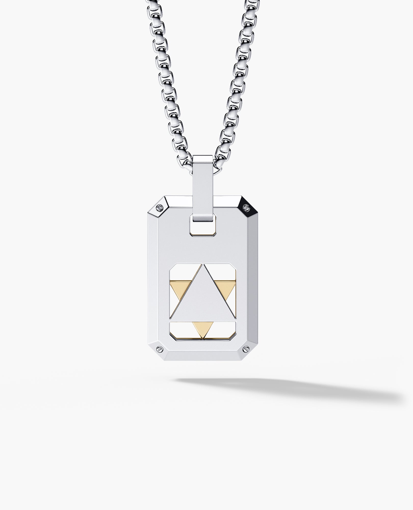 STAR OF DAVID Dog Tag Two-Tone Gold Pendant