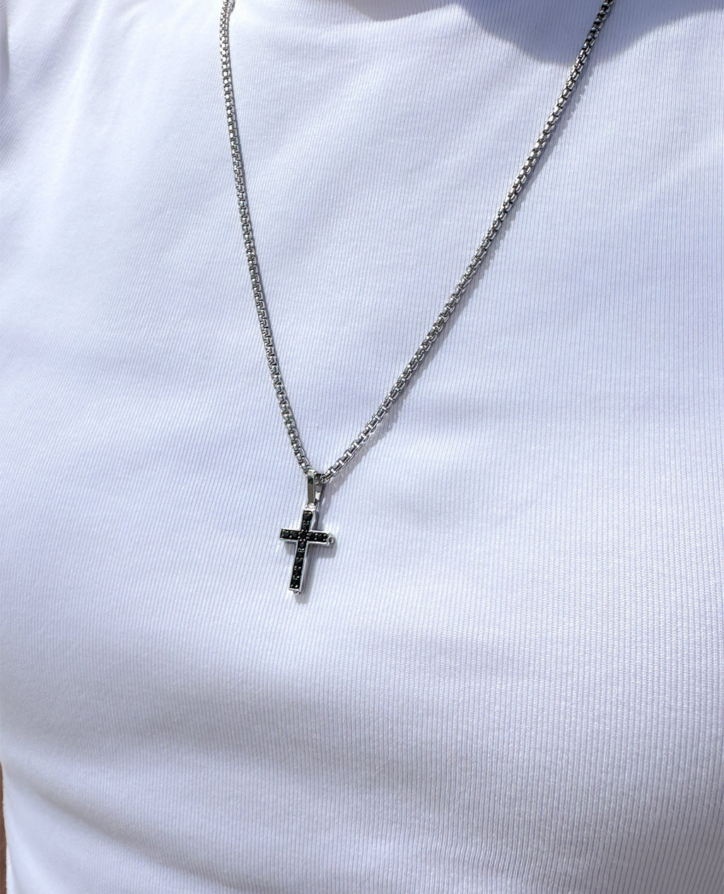 MINI CROSS Gold Pendant with 0.25ct Black Diamonds