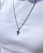 MINI CROSS Gold Pendant with 0.25ct Black Diamonds