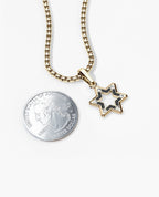 STAR OF DAVID Two-Tone Gold Pendant with Black Diamonds