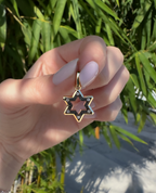 STAR OF DAVID Two-Tone Gold Pendant with Black Diamonds