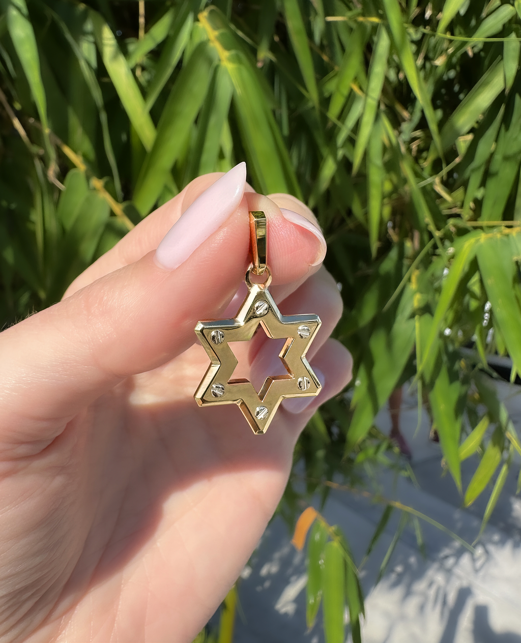 STAR OF DAVID Two-Tone Gold Pendant