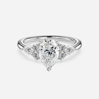 1.10 CT Pear Moissanite Cluster Engagement Ring