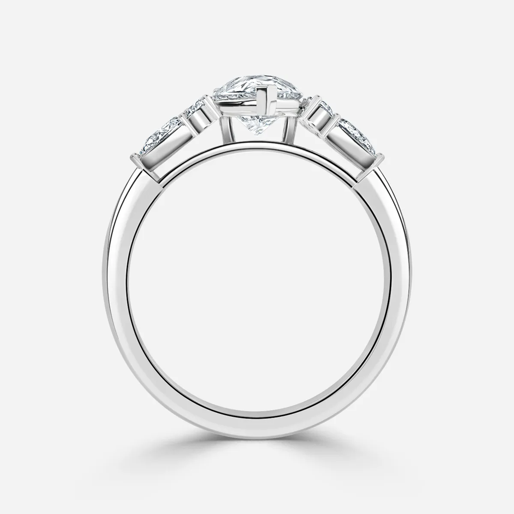 1.10 CT Pear Moissanite Cluster Engagement Ring