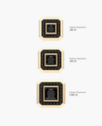 HALO Gold Princess Cut Single Stud Earring with 0.55ct - 1.40ct Black Diamonds