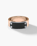 DONLIN Two-Tone Gold Ring with Plate and 0.40ct Black Diamonds