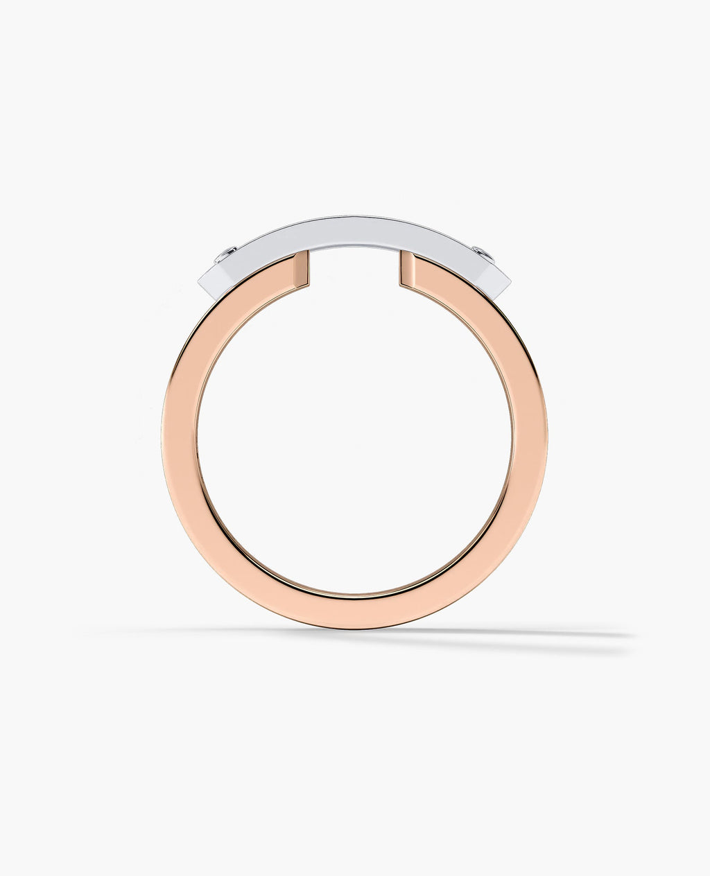 DONLIN Two-Tone Gold Ring with Plate and 0.40ct Black Diamonds