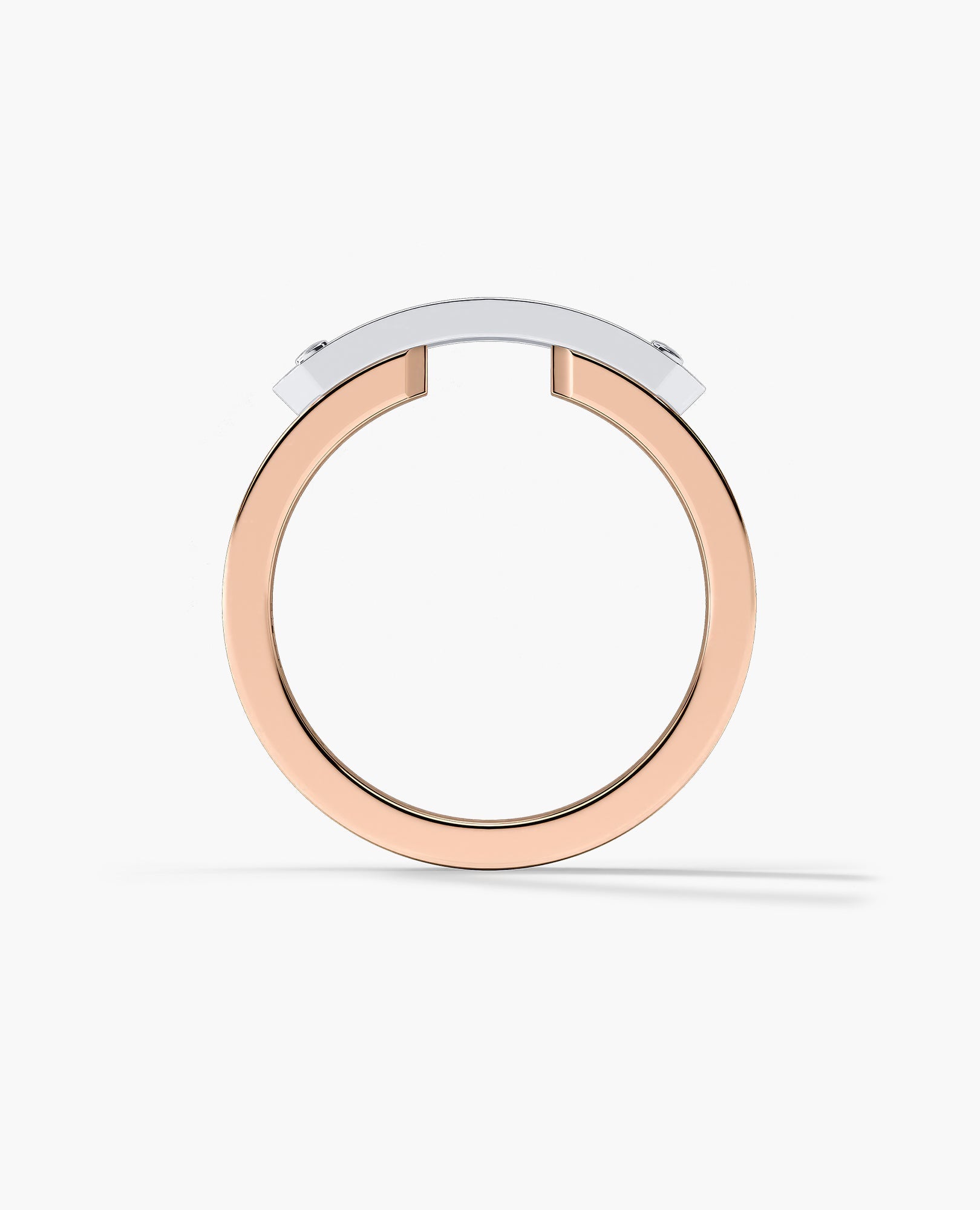 DONLIN Two-Tone Gold Ring with Plate and 0.40ct Black Diamonds