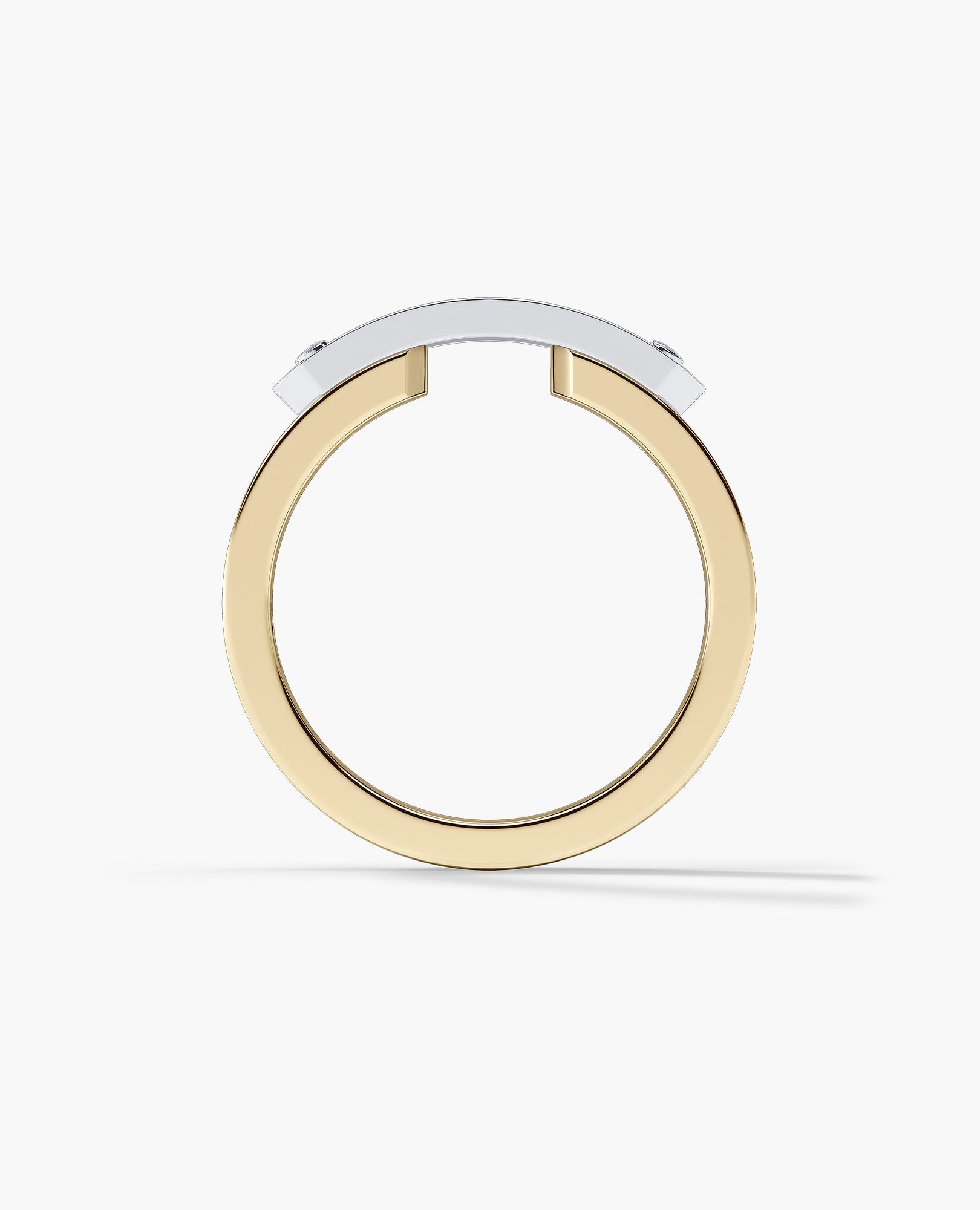 DONLIN Two-Tone Gold Ring with Plate and 0.40ct Diamonds
