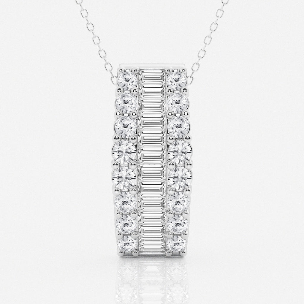 3.0 TCW Round & Baguette Moissanite Diamond Pendant Necklace