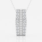 3.0 TCW Round & Baguette Moissanite Diamond Pendant Necklace