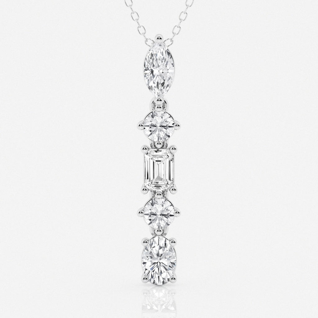 2.0 TCW Round, Marquise, Emerald & Oval Moissanite Diamond Multi Stone Necklace
