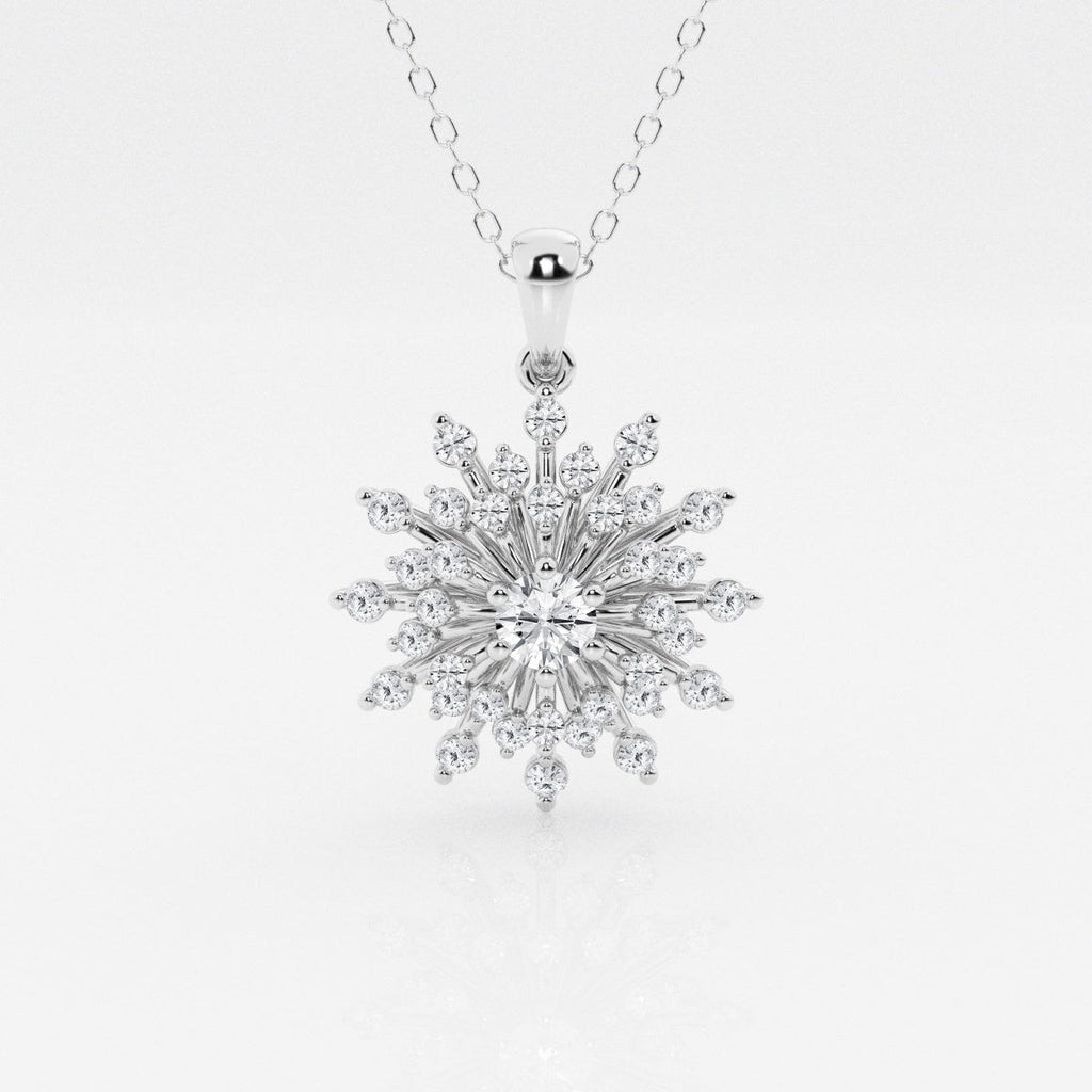 0.69 TCW Round Moissanite Diamond Sunbrust Pendant Necklace