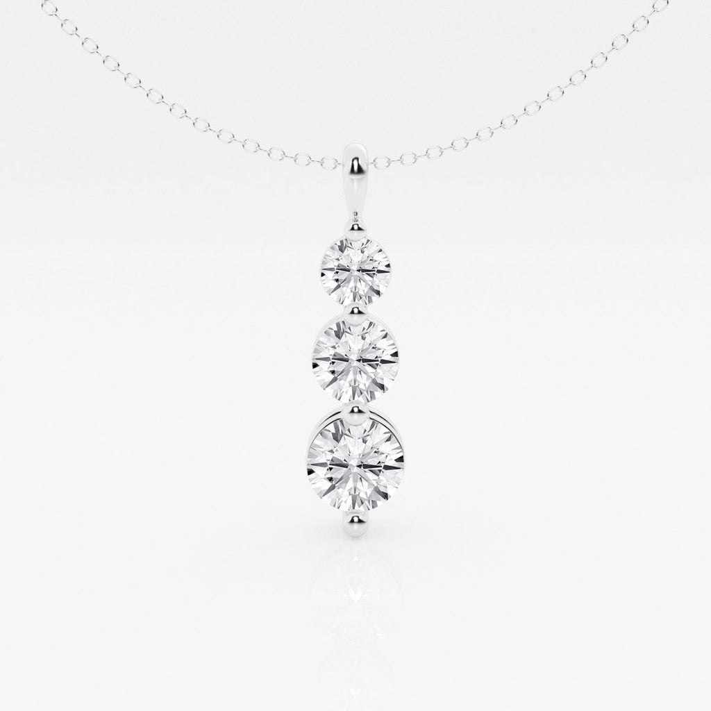 1.50 TCW Round Moissanite Diamond Three-Stone Drop Pendant Necklace