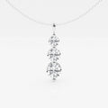 1.50 TCW Round Moissanite Diamond Three-Stone Drop Pendant Necklace