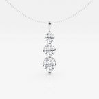 1.50 TCW Round Moissanite Diamond Three-Stone Drop Pendant Necklace