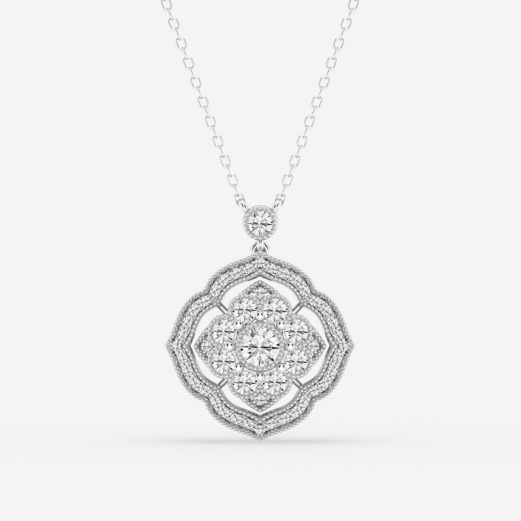 1.02 TCW Round Moissanite Diamond Vintage Inspired Necklace