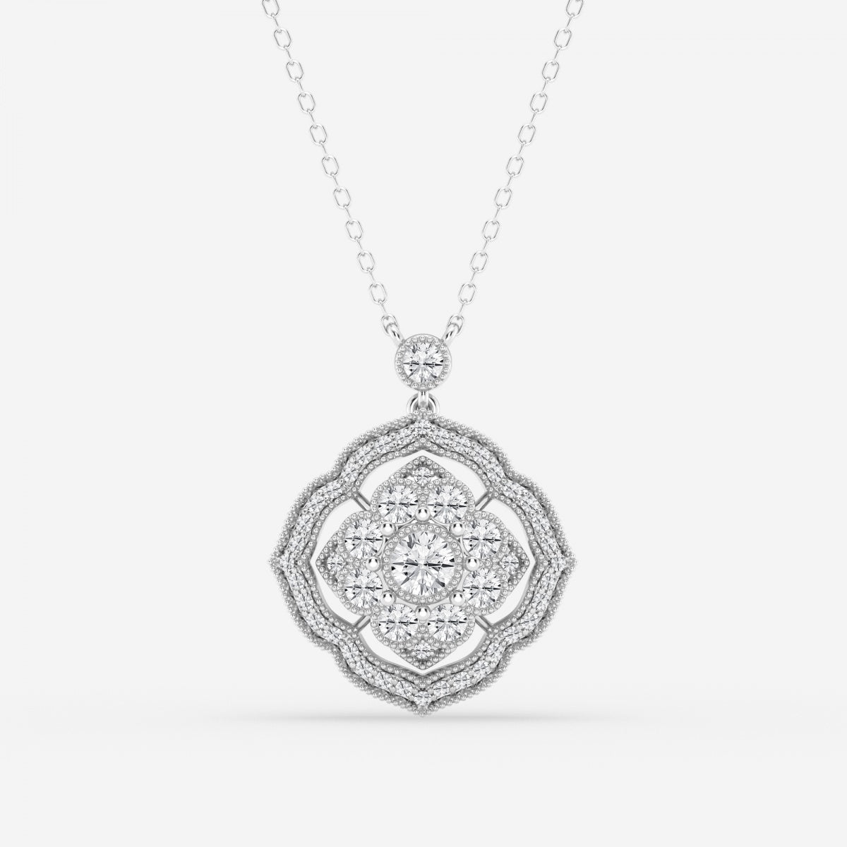 1.02 TCW Round Moissanite Diamond Vintage Inspired Necklace