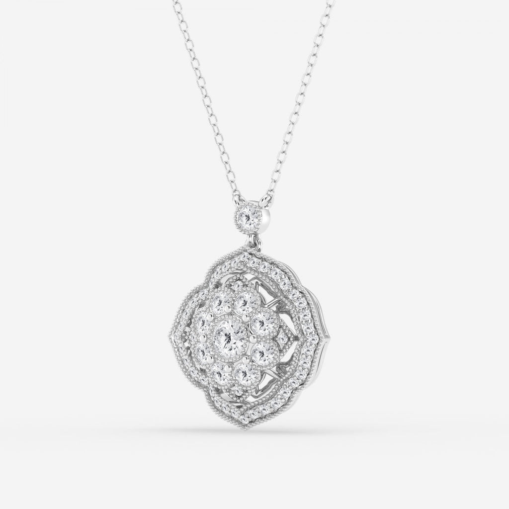 1.02 TCW Round Moissanite Diamond Vintage Inspired Necklace