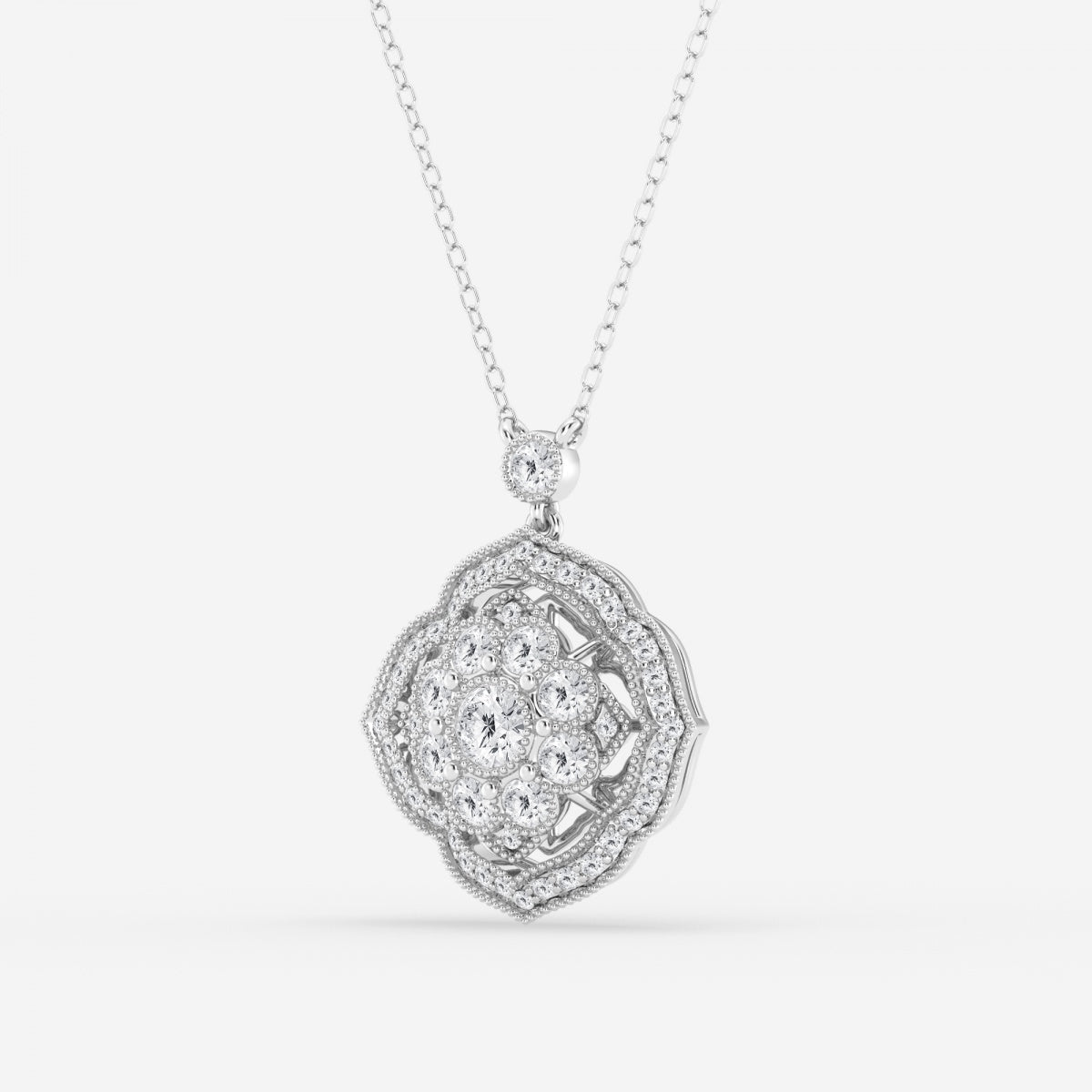 1.02 TCW Round Moissanite Diamond Vintage Inspired Necklace