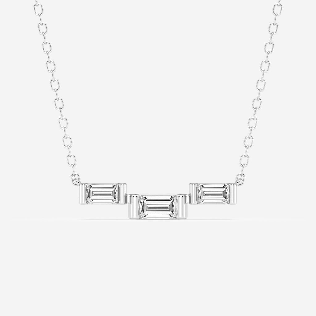 0.25 TCW Baguette Moissanite Diamond Three Stone Necklace
