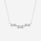0.25 TCW Baguette Moissanite Diamond Three Stone Necklace