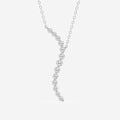 0.38 TCW Round Moissanite Diamond Curved Floating Pendant Necklace