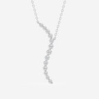 0.38 TCW Round Moissanite Diamond Curved Floating Pendant Necklace