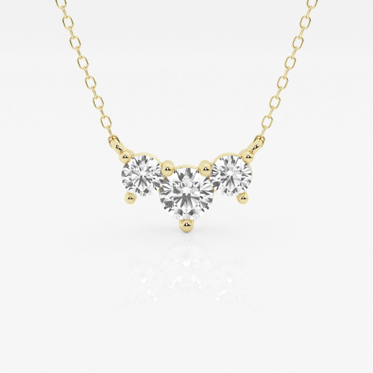 1.0 TCW Round Moissanite Diamond Three Stone Necklace