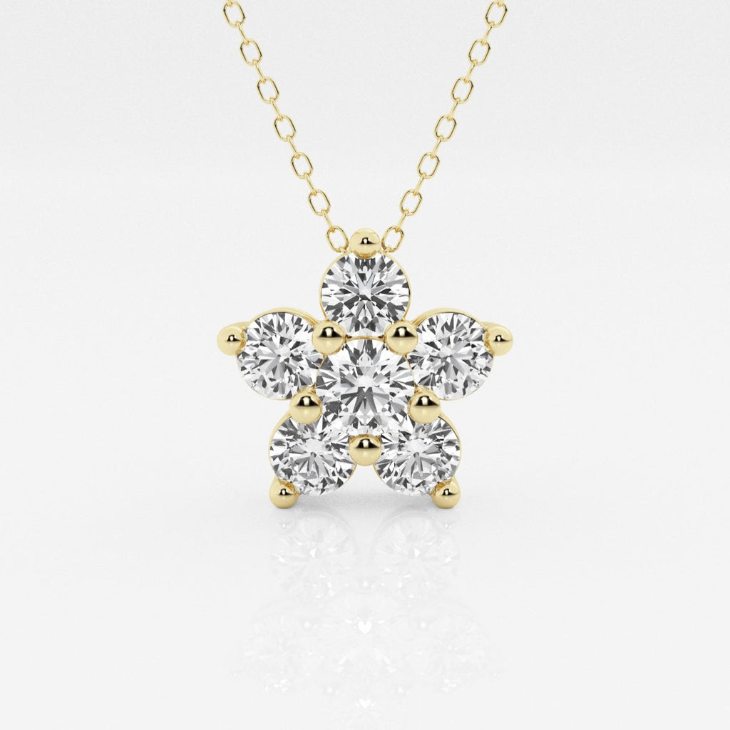 1.50 TCW Round Moissanite Diamond Flower Pendant Necklace