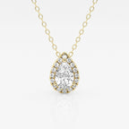 0.50 CT Pear Moissanite Diamond Halo Style Necklace