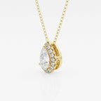 0.50 CT Pear Moissanite Diamond Halo Style Necklace