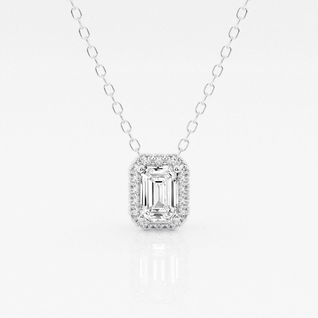 0.50 TC Emerald Moissanite Diamond Halo Style Necklace