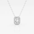 0.50 TC Emerald Moissanite Diamond Halo Style Necklace