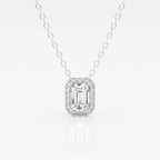 0.50 TC Emerald Moissanite Diamond Halo Style Necklace