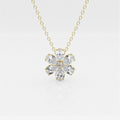0.93 TCW Round & Pear Moissanite Diamond Flower Pandant Necklace