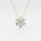 0.93 TCW Round & Pear Moissanite Diamond Flower Pandant Necklace