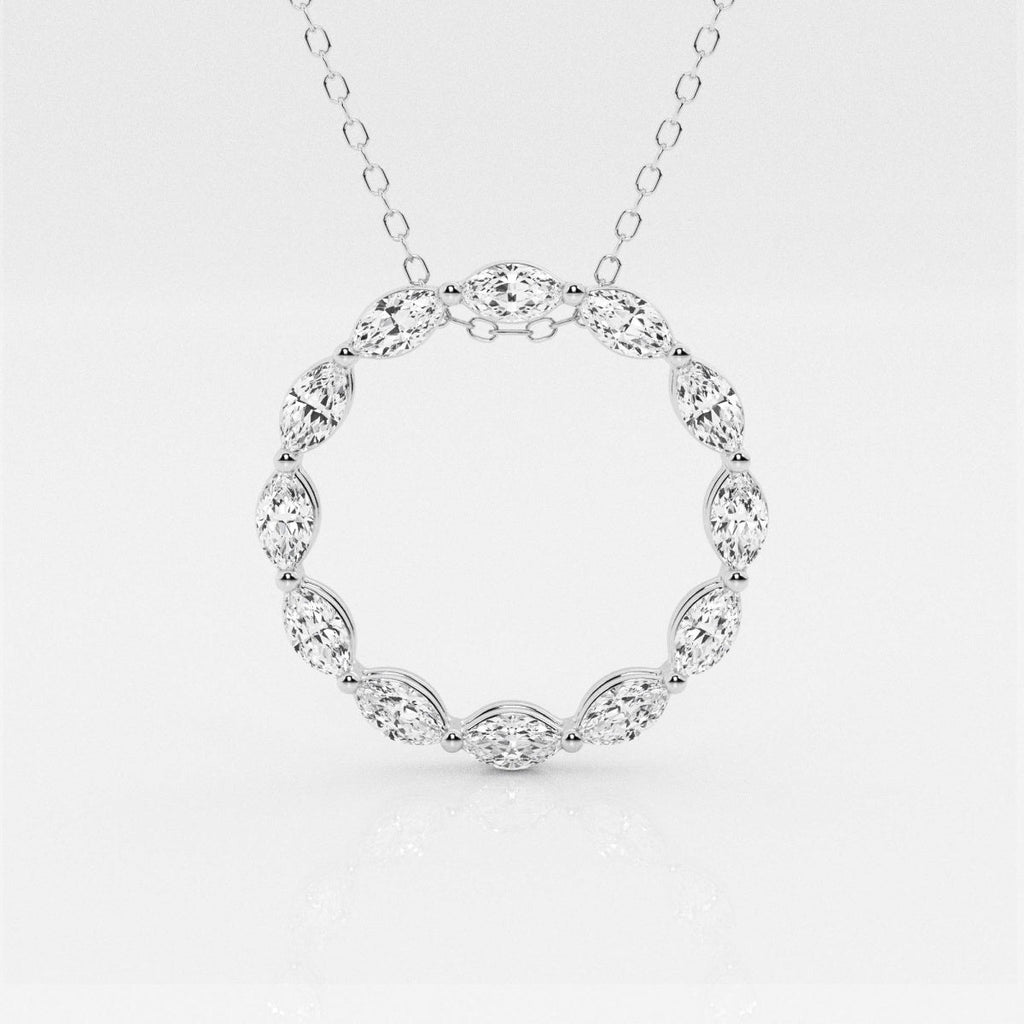 1.01 TCW Maquise Moissanite Diamond Circle Pendent Necklace