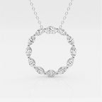 1.01 TCW Maquise Moissanite Diamond Circle Pendent Necklace