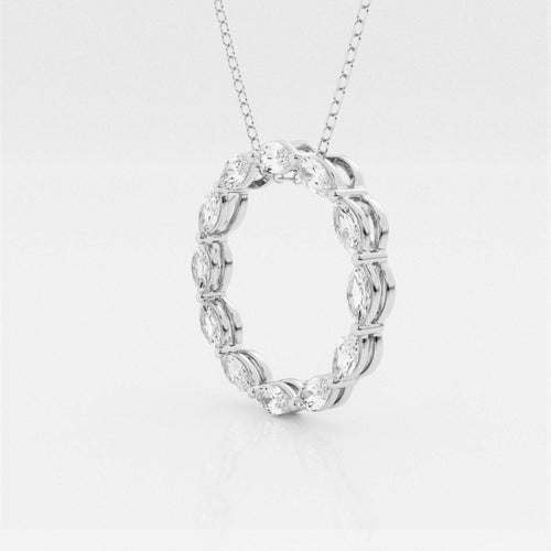 1.01 TCW Maquise Moissanite Diamond Circle Pendent Necklace