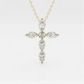 1.0 TCW Round & Marquise Moissanite Diamond Cross Necklace